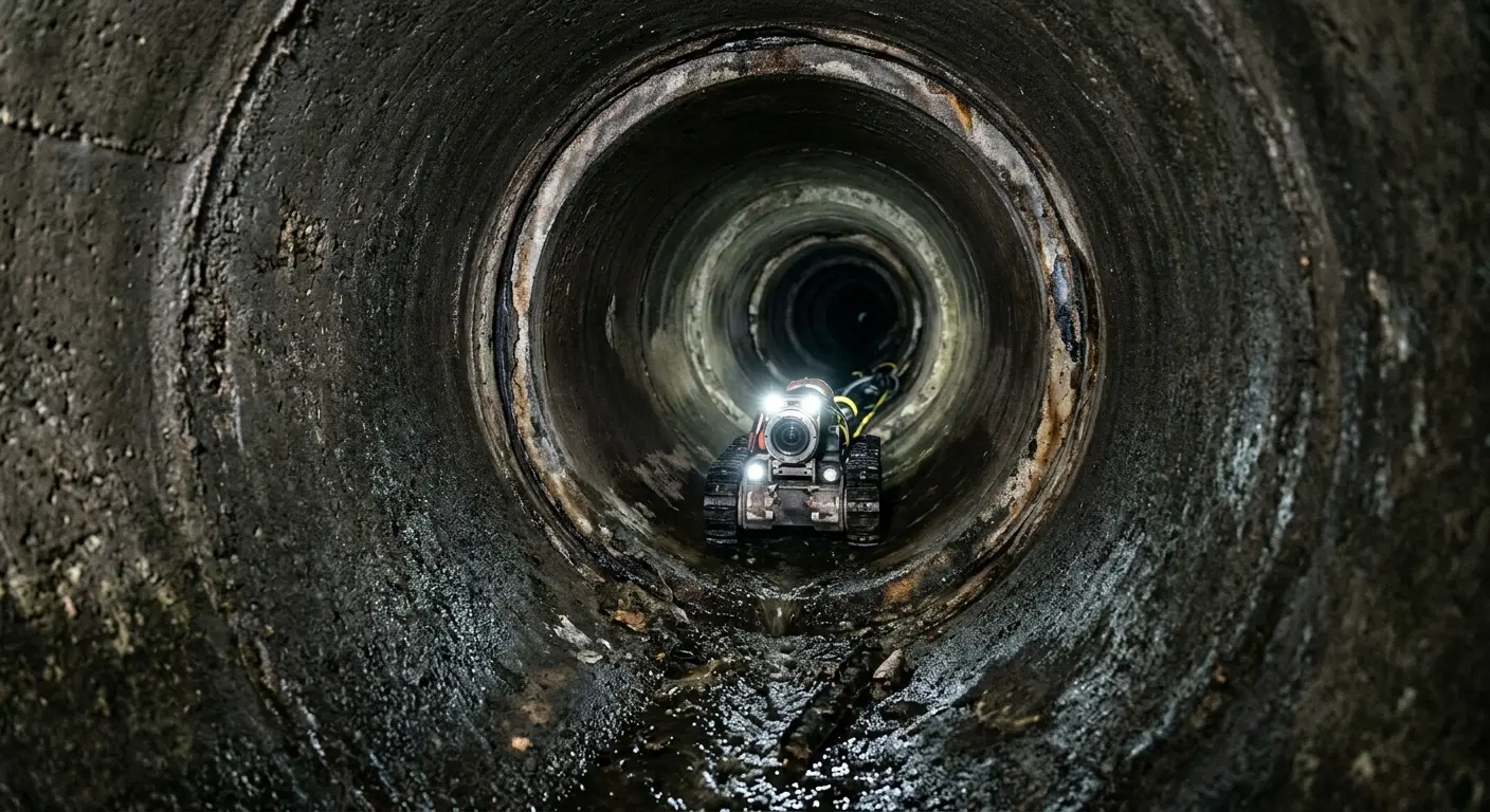 Robotic sewer camera inspecting pipe interior for Sewer Line Cleaning in Bountiful